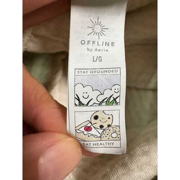 OFFLINE by AERIE Summer Lights Terry Jogger Oatmeal, Sz L - Picture 9 of 12